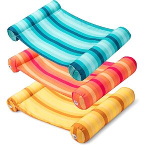 Sloosh 3 Pack 4-in-1 Inflatable Pool Floats - Water Hammock Lounges, Multi-Purpose Swimming Pool Accessories (Saddle, Lounge Chair, Drifter) for Pool, Lake, Outdoor, Beach