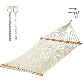 Castaway Living 13 ft. Double Traditional Hand Woven Navy Polyester Rope Hammock with Free Extension Chains,Tree Hooks & Storage Bag, for 2 People with a Weight Capacity of 450 lbs. in Saudi Arabia