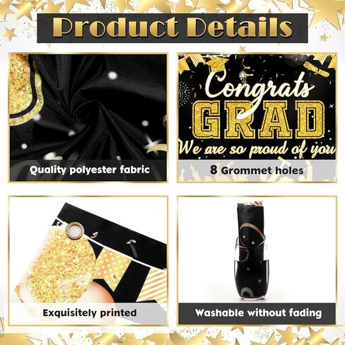 2024 Graduation Garage Door Banner Decorations 6 x 13 ft Large Graduation Congrats Grad Backdrop Garage Door Cover Decor Outdoor Indoor Wall Photo Congratulations Background Hanging Sign(Blue Gold) in Saudi Arabia
