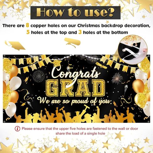2024 Graduation Garage Door Banner Decorations 6 x 13 ft Large Graduation Congrats Grad Backdrop Garage Door Cover Decor Outdoor Indoor Wall Photo Congratulations Background Hanging Sign(Blue Gold) in Saudi Arabia
