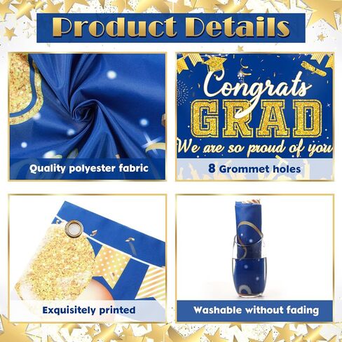 2024 Graduation Garage Door Banner Decorations 6 x 13 ft Large Graduation Congrats Grad Backdrop Garage Door Cover Decor Outdoor Indoor Wall Photo Congratulations Background Hanging Sign(Blue Gold) in Saudi Arabia