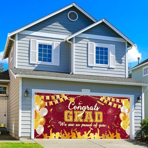 2024 Graduation Garage Door Banner Decorations 6 x 13 ft Large Graduation Congrats Grad Backdrop Garage Door Cover Decor Outdoor Indoor Wall Photo Congratulations Background Hanging Sign(Blue Gold) in Saudi Arabia