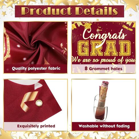 2024 Graduation Garage Door Banner Decorations 6 x 13 ft Large Graduation Congrats Grad Backdrop Garage Door Cover Decor Outdoor Indoor Wall Photo Congratulations Background Hanging Sign(Blue Gold) in Saudi Arabia