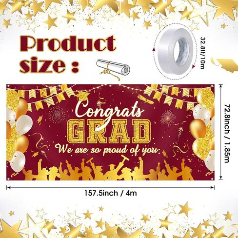 2024 Graduation Garage Door Banner Decorations 6 x 13 ft Large Graduation Congrats Grad Backdrop Garage Door Cover Decor Outdoor Indoor Wall Photo Congratulations Background Hanging Sign(Blue Gold) in Saudi Arabia