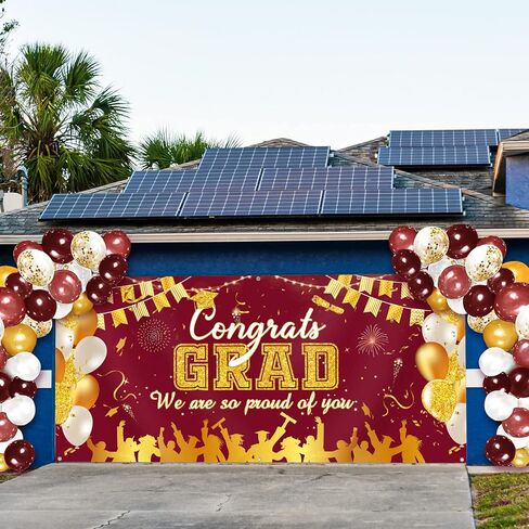 2024 Graduation Garage Door Banner Decorations 6 x 13 ft Large Graduation Congrats Grad Backdrop Garage Door Cover Decor Outdoor Indoor Wall Photo Congratulations Background Hanging Sign(Blue Gold) in Saudi Arabia