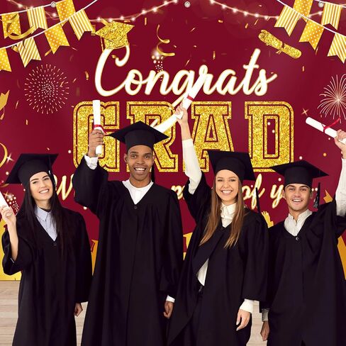 2024 Graduation Garage Door Banner Decorations 6 x 13 ft Large Graduation Congrats Grad Backdrop Garage Door Cover Decor Outdoor Indoor Wall Photo Congratulations Background Hanging Sign(Blue Gold) in Saudi Arabia