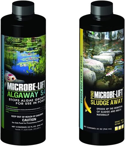 MICROBE-LIFT ALGA08 Algaway 5.4 علاج للتحكم في الطحالب للبرك والحدائق المائية، آمن لأسماك الكوي والأسماك الذهبية والنباتات والديكورات، 8 أونصات in Kuwait