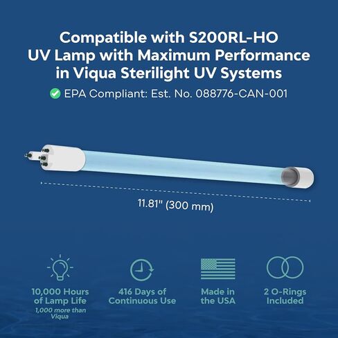 Applied Membranes Inc. UV-Light Water Filter Replacement Bulb, Compatible with S212RL Viqua Sterilight VT1, SQ-PA, SC1 Ultraviolet Systems, 9" in Kuwait