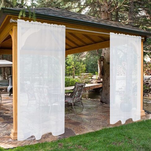 SpaceDresser Waterproof Outdoor Sheer Curtains for Patio - 2 Panels Rod Pocket Indoor Voile Sheer Curtain for Living Room,52W x 84L inch, Aqua in Kuwait
