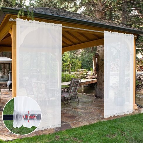 SpaceDresser Waterproof Outdoor Sheer Curtains for Patio - 2 Panels Rod Pocket Indoor Voile Sheer Curtain for Living Room,52W x 84L inch, Aqua in Kuwait