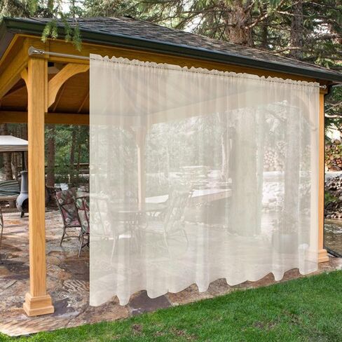 SpaceDresser Waterproof Outdoor Sheer Curtains for Patio - 2 Panels Rod Pocket Indoor Voile Sheer Curtain for Living Room,52W x 84L inch, Aqua in Kuwait