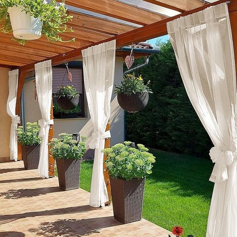 SpaceDresser Waterproof Outdoor Sheer Curtains for Patio - 2 Panels Rod Pocket Indoor Voile Sheer Curtain for Living Room,52W x 84L inch, Aqua in Kuwait