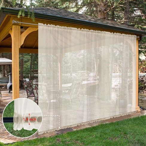 SpaceDresser Waterproof Outdoor Sheer Curtains for Patio - 2 Panels Rod Pocket Indoor Voile Sheer Curtain for Living Room,52W x 84L inch, Aqua in Kuwait