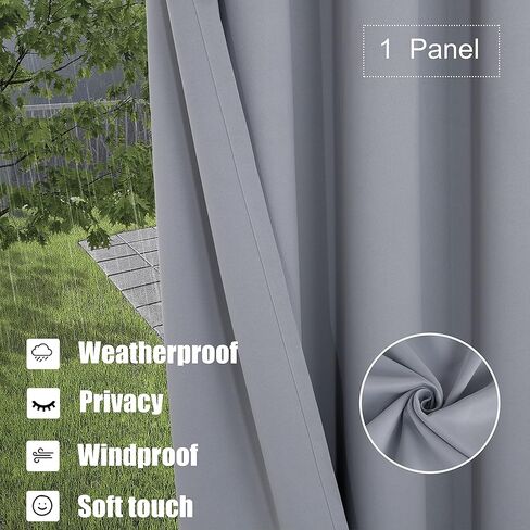 BONZER Waterproof Indoor/Outdoor Curtains for Patio - Thermal Insulated, Light Blocking Grommet Blackout Curtain for Bedroom, Porch, Living Room, Pergola, Cabana, 1 Panel, 52W x 84L inch, Chocolate in Kuwait
