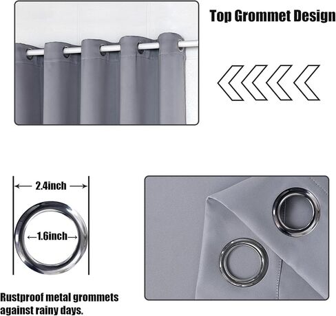 BONZER Waterproof Indoor/Outdoor Curtains for Patio - Thermal Insulated, Light Blocking Grommet Blackout Curtain for Bedroom, Porch, Living Room, Pergola, Cabana, 1 Panel, 52W x 84L inch, Chocolate in Kuwait