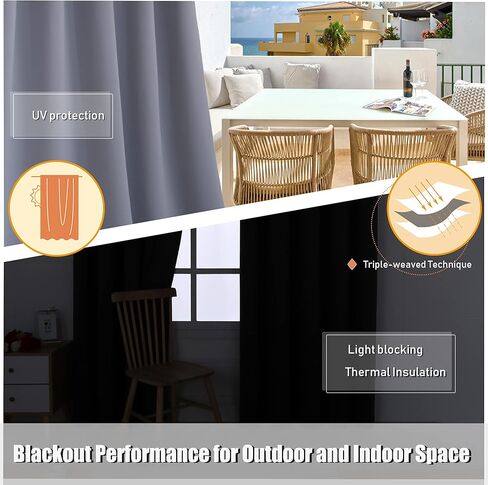 BONZER Waterproof Indoor/Outdoor Curtains for Patio - Thermal Insulated, Light Blocking Grommet Blackout Curtain for Bedroom, Porch, Living Room, Pergola, Cabana, 1 Panel, 52W x 84L inch, Chocolate in Kuwait