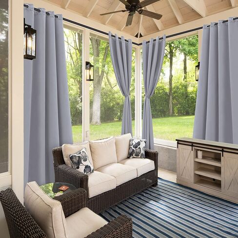 BONZER Waterproof Indoor/Outdoor Curtains for Patio - Thermal Insulated, Light Blocking Grommet Blackout Curtain for Bedroom, Porch, Living Room, Pergola, Cabana, 1 Panel, 52W x 84L inch, Chocolate in Kuwait