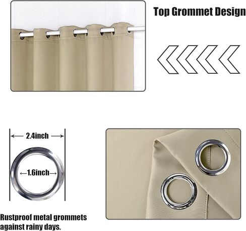 BONZER Waterproof Indoor/Outdoor Curtains for Patio - Thermal Insulated, Light Blocking Grommet Blackout Curtain for Bedroom, Porch, Living Room, Pergola, Cabana, 1 Panel, 52W x 84L inch, Chocolate in Kuwait