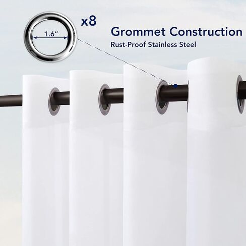 PureFit Sheer Outdoor Curtains for Patio Waterproof Weatherproof, Fade Resistant Outside Voile Curtains for Gazebo, Front Porch, Pergola, Sun Filtering Privacy Curtain, 54 x 84 inch, 1 Panel, Beige in Saudi Arabia