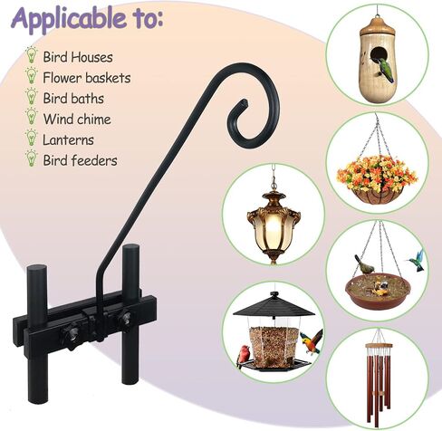 NEECONG Deck Hook Rail Suitable for Hanging Flower Baskets Wind Chimes Planters Bird Feeders Lights, Heavy Duty Fence Deck Hook Rail Holds up to 15lbs with Ease in Saudi Arabia
