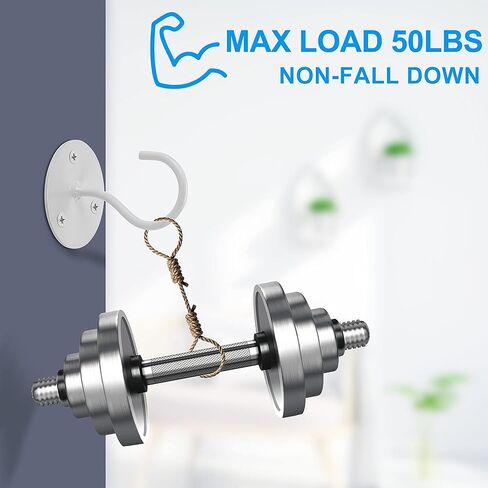 خطافات سقف Yzerel لتعليق النباتات - شماعات فوانيس معدنية مثبتة على الحائط من الحديد لتعليق مغذيات الطيور، والفوانيس، وأجراس الرياح، والمزارعين، وخطاطيف الديكور الخارجية (أبيض 4 قطع) in Kuwait