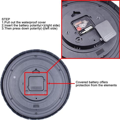 ساعة UMEXUS الداخلية والخارجية ومقياس الحرارة، ساعات حائط كبيرة مقاومة للماء مقاس 13 بوصة، ساعة مقاومة للطقس تعمل بالبطارية الصامتة الرجعية للفناء وحمام السباحة ولاناي والسياج والشرفة والحديقة (بني) in Kuwait