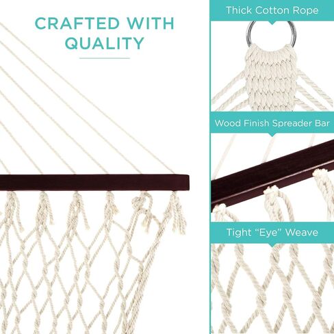 Best Choice Products 2-Person Double Hammock, Outdoor Woven Cotton Rope Hammocks for Backyard, Patio w/Spreader Bars, Carrying Case, 450lb Weight Capacity in Saudi Arabia