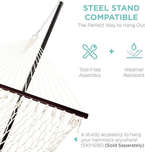Best Choice Products 2-Person Double Hammock, Outdoor Woven Cotton Rope Hammocks for Backyard, Patio w/Spreader Bars, Carrying Case, 450lb Weight Capacity in Saudi Arabia