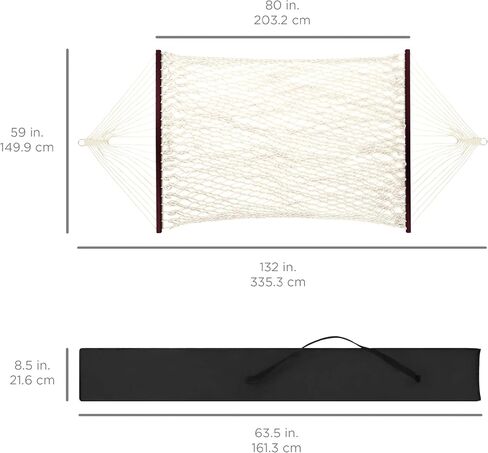 Best Choice Products 2-Person Double Hammock, Outdoor Woven Cotton Rope Hammocks for Backyard, Patio w/Spreader Bars, Carrying Case, 450lb Weight Capacity in Saudi Arabia