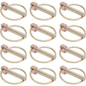 Moicstiy 6Pcs 3/8 Inch Heavy Duty Lynch Pin with Ring, Round Linch Pins Assortment Kit Lock Pin Clips for Farm Tractors, Trucks, Trailers, Mowers (3/8 x 1-3/4 Inch)