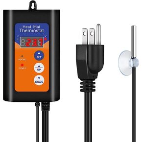 iPower GLHTMTCONTROL 40-108 Degrees Fahrenheit Digital Heat Mat Thermostat Controller for Seed Rooting Germination Reptiles, Fermentation and Brewing, 1000W-Black, Black in Kuwait