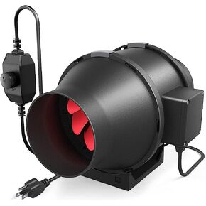 iPower 4 Inch 200 CFM Inline Duct Ventilation Fan with Variable Speed Controller for Grow Tent/Hydroponics/Indoor Garden, Black
