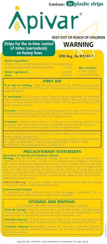 Mann Lake Apivar Strips, Mite Strips, Beetle Traps, Vacuumed Sealed, Beekeeping Essentials, Easy-to-Use, Safe & Effective, 12 Pack in Saudi Arabia