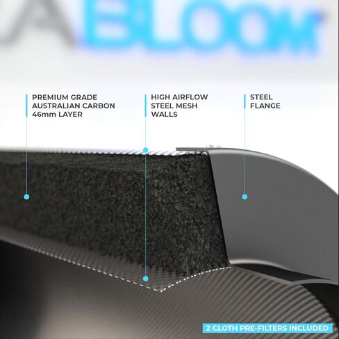 TerraBloom Carbon Filter 8" x 24", 46mm Thick Charcoal Bed, Airflow up to 750 CFM. Premium Carbon Air Filtration From Odors, VOCs, Chemical Smells for Grow Tents, Homes, Commercial Applications in Kuwait