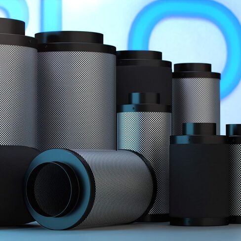 TerraBloom Carbon Filter 8" x 24", 46mm Thick Charcoal Bed, Airflow up to 750 CFM. Premium Carbon Air Filtration From Odors, VOCs, Chemical Smells for Grow Tents, Homes, Commercial Applications in Kuwait