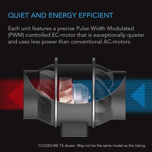 AC Infinity CLOUDLINE T4, Quiet 4" Inline Duct Fan with Temperature Humidity Controller, Bluetooth App - Ventilation Exhaust Fan for Heating Cooling Booster, Grow Tents, Hydroponics in Kuwait