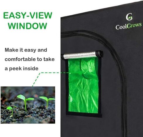 خيمة نمو CoolGrows، خيمة نمو مايلر مقاس 8 × 4 أقدام مع نافذة مراقبة وصينية أرضية لنمو النباتات الداخلية (96 بوصة × 48 بوصة × 80 بوصة) in Kuwait
