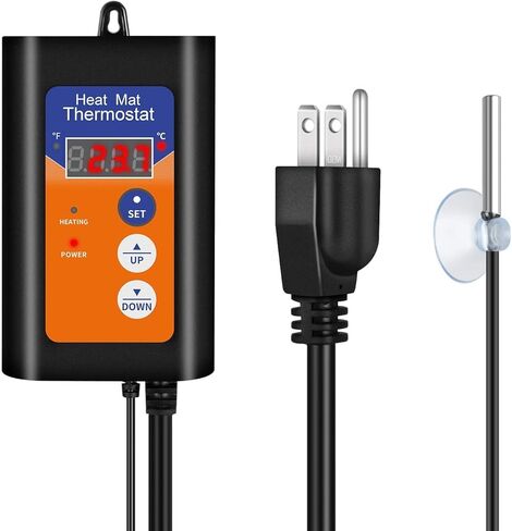 iPower GLHTMTCONTROL 40-108 Degrees Fahrenheit Digital Heat Mat Thermostat Controller for Seed Rooting Germination Reptiles, Fermentation and Brewing, 1000W-Black, Black in Kuwait