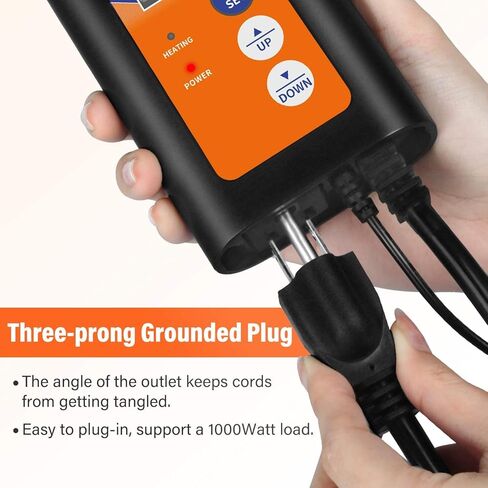 iPower GLHTMTCONTROL 40-108 Degrees Fahrenheit Digital Heat Mat Thermostat Controller for Seed Rooting Germination Reptiles, Fermentation and Brewing, 1000W-Black, Black in Kuwait