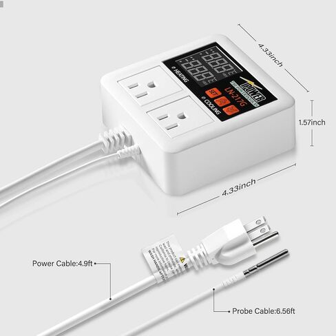 iPower الرقمية حصيرة الحرارة وحدة تحكم ترموستات لإنبات البذور، الزواحف تخمير تربية الحضانة الدفيئة، 40-108 درجة فهرنهايت، 8.3A 1000W، 1000W-برتقالي، برتقالي in Kuwait