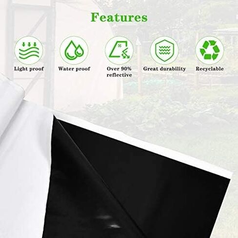 iPower 10 x 10 ft Black and White Panda Hydroponics Poly Film 5.5 Mil Highly Reflective, Waterproof Plastic Sheeting, for DIY Grow Rooms, 10 X 10ft, Greenhouse in Saudi Arabia