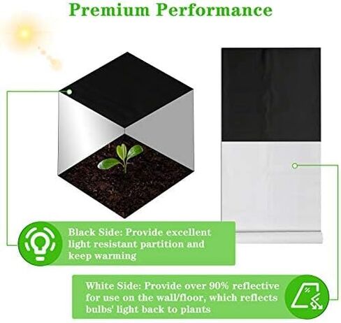 iPower 10 x 10 ft Black and White Panda Hydroponics Poly Film 5.5 Mil Highly Reflective, Waterproof Plastic Sheeting, for DIY Grow Rooms, 10 X 10ft, Greenhouse in Saudi Arabia