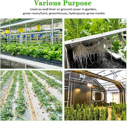iPower 10 x 10 ft Black and White Panda Hydroponics Poly Film 5.5 Mil Highly Reflective, Waterproof Plastic Sheeting, for DIY Grow Rooms, 10 X 10ft, Greenhouse in Saudi Arabia
