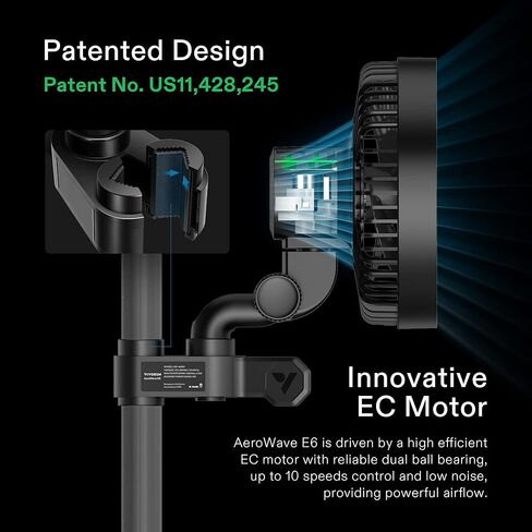 VIVOSUN AeroWave E6 Grow Tent Fan 6", EC Motor, Smart Wifi Control, US Patented Auto Oscillating Clip fan, Weatherproof IP-54, Strong Airflow but Quiet for Hydroponic Ventilation Circulation, 1-Pack in Saudi Arabia