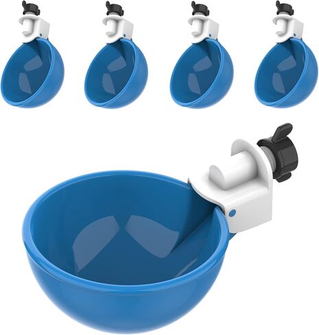 Lil Clucker - Pack of 5 - Blue Large Automatic Chicken Water Cups - Chicken Waterer Cups Suitable for Ducks, Geese, Turkeys, and Bunny Rabbit - Chicken Water Feeder Kit - Poultry Waterer in Saudi Arabia