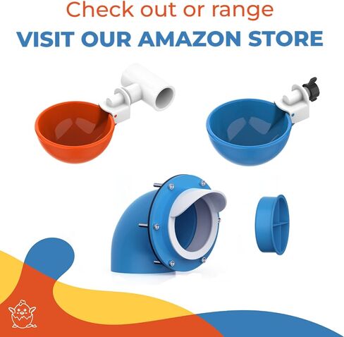 Lil Clucker - Pack of 5 - Blue Large Automatic Chicken Water Cups - Chicken Waterer Cups Suitable for Ducks, Geese, Turkeys, and Bunny Rabbit - Chicken Water Feeder Kit - Poultry Waterer in Saudi Arabia