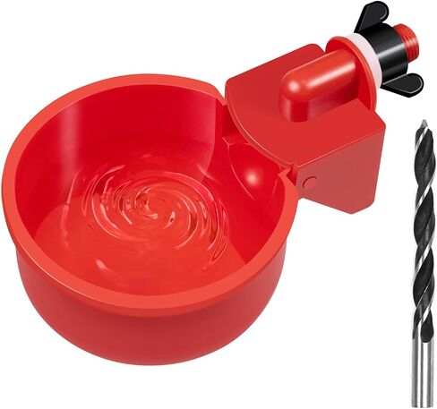 Chicken Waterer Cups 8 Pack Automatic Chicken Water Cups for Poultry LANARP Float Style Gravity Chicken Watering System, Water Feeder Kit, 5 Gallon with Mounting Hole Opener in Saudi Arabia