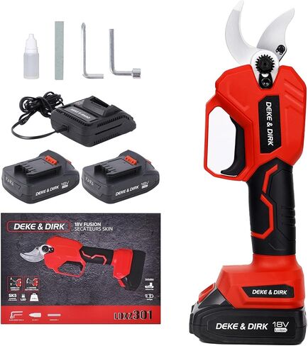 مقص تقليم كهربائي احترافي لاسلكي من ديك اند ديرك مع بطاريتين ليثيوم 2 امبير قابلة لاعادة الشحن، اداة تشذيب فروع الاشجار الكهربائية بمحرك عديم المسفرات بقطر قطع 1.2 انش (30 ملم) in Kuwait