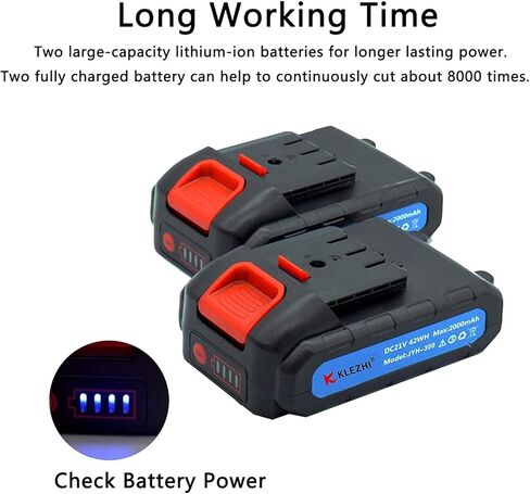 مقصات التقليم الكهربائية K KLEZHI استبدال البطارية، بطارية ليثيوم 21 فولت 2 أمبير، متوافقة مع موديلات JYH-616، JYH-212 (بطارية قطعة واحدة) in Kuwait