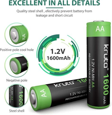 Solar Lights Batteries AA 1600mah High Capacity 1.2V Ni-MH Rechargeable AA Solar Battery for Outdoor Solar Lights, Battery String Lights, TV Remotes, Wireless Mouses, Radio, Flashlight in Saudi Arabia